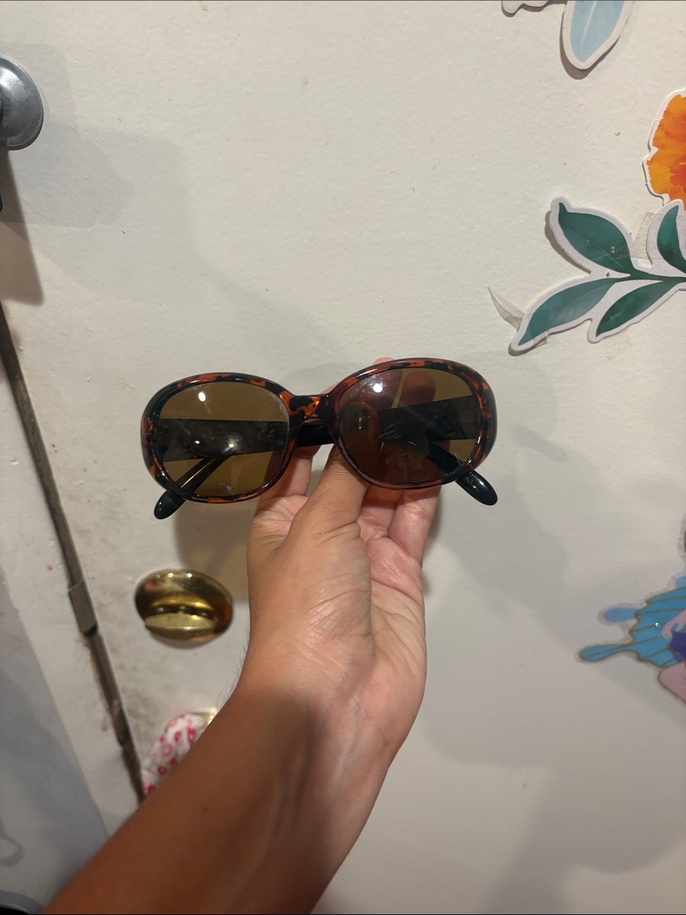 Tortoiseshell Oval Women's Sunglasses - Brown Lenses